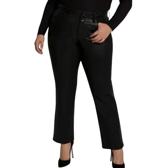 Good American Black Faux Textured Leather Pants Curve Plus Size 16 - Picture 1 of 6